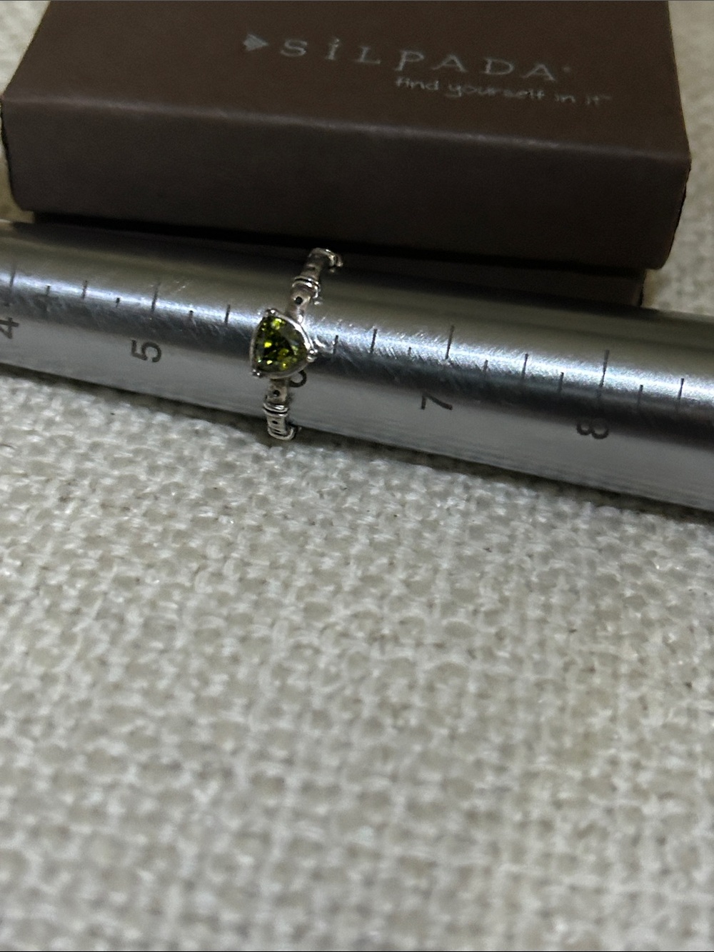 Silpada Sterling Silver Ring with Olive-Green CZ Stone